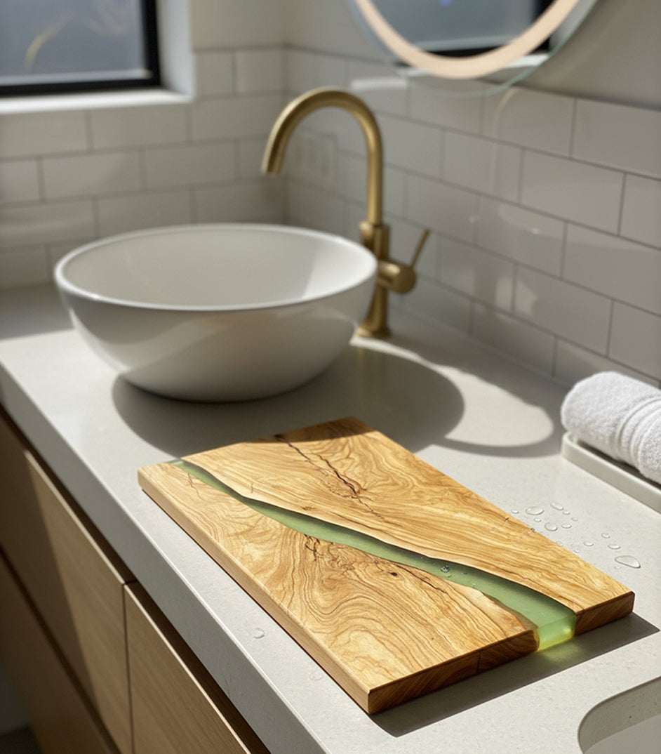 Olive Wood & Resin River Board