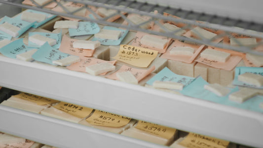 Showing a tray of natural soap bars