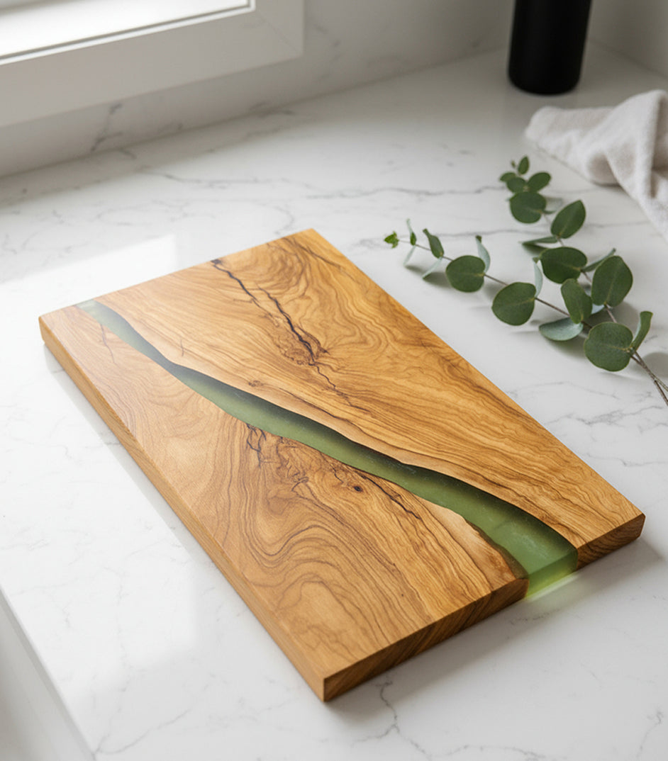 Olive Wood & Resin River Board